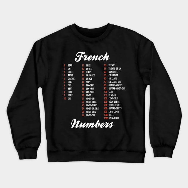 French Numbers Crewneck Sweatshirt by Hidden Verb